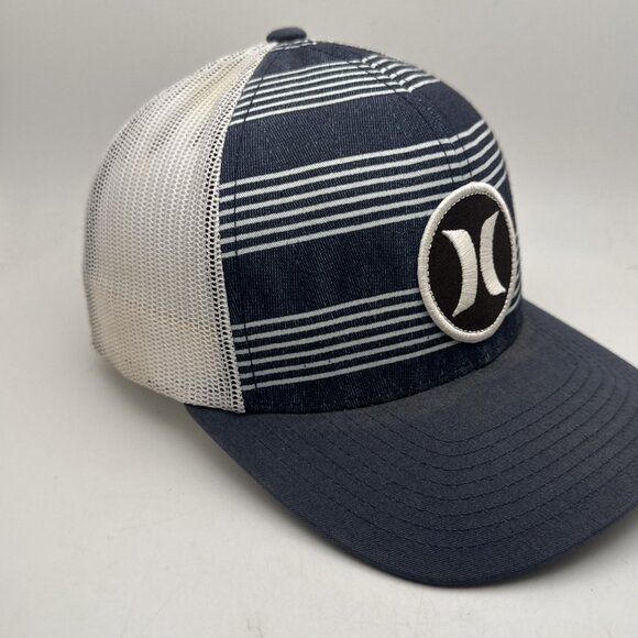 HURLEY Cap Hat Patched Striped Front Mesh Back Snapback Adj Yupoong Classics - Picture 2 of 5